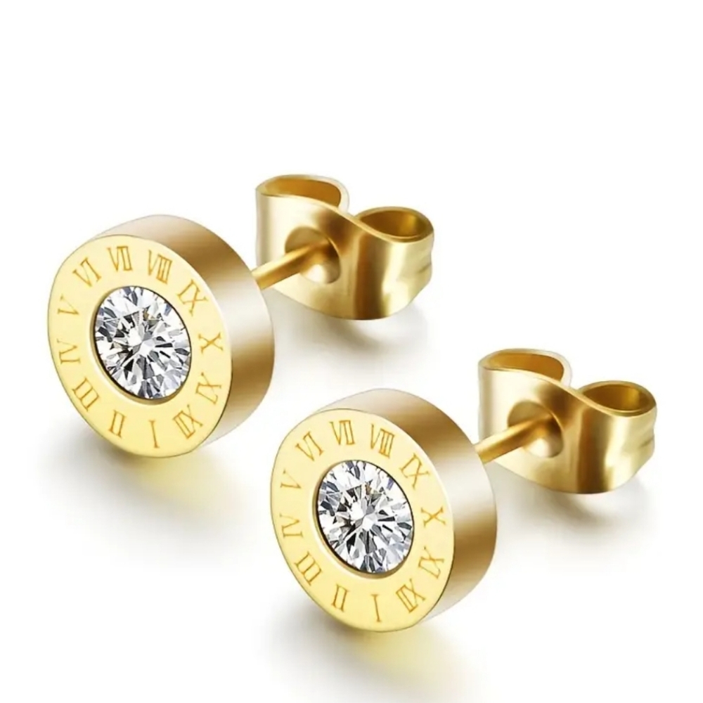 Roman Numeral Stud Earrings - Picture 3 of 8
